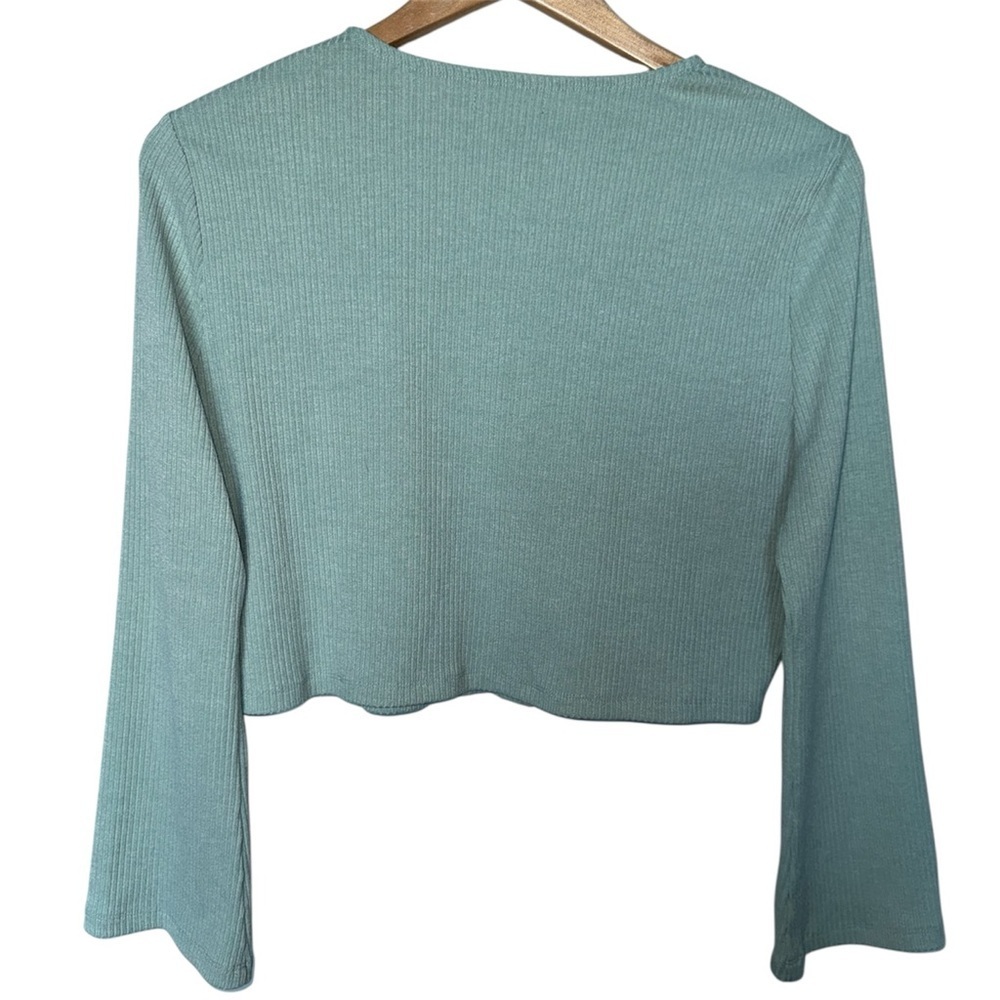 REFORMATION Niko Ribbed Cropped Cardigan Cute Knit Top in Pistachio Green XL - Picture 5 of 7